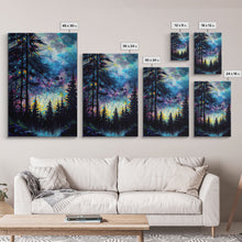 Carregar imagem no visualizador da galeria, Abstract Pine Canvas Print of Oil Painting, Large Original Textured Fall Pine Forest Painting Contemporary Living Room Wall Art Decor