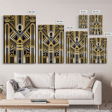 Load image into Gallery viewer, Art Deco Pattern Wall art, Framed Canvas Print, Art Deco, Gold art, Geometric art, Wall decor, Midcentury Modern, Lines art, Wall decor