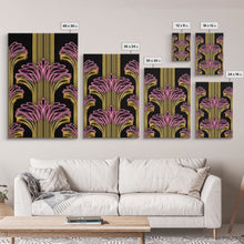 Load image into Gallery viewer, Art Deco Pattern Wall art - Framed Canvas Print - Art Deco - Black art - Bright colors - Pink & gold art - Office decor - Abstract nature