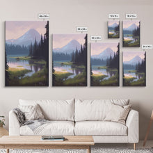 Load image into Gallery viewer, Beautiful Mountain and Stream Landscape Watercolor Painting, Framed Canvas Print, Nature / Landscape Painting