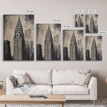 Cargar imagen en el visor de la galería, Chrysler Building Painting Framed Canvas Print, NYC Art, Art Deco Wall Decor, New York City Historic Art