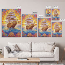 Carregar imagem no visualizador da galeria, Filigree Pirate Ship Plaque Art, Framed Canvas Print, Fantasy Wall Art, Wall Decor, Pirate Wal Art, Gift For Him, Kid's Room