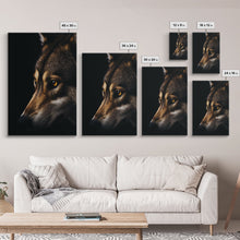 Load image into Gallery viewer, Animal Prints, Timber Wolf, Portrait Of A Wolf, Framed Canvas Print, Wolf Photography Art, Timber Wolves Art
