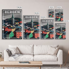 Load image into Gallery viewer, Bergen Wall Poster, NorwayPoster, Europe Wall Art, Norway Art Print, Travel Wall Print, Travel Poster, Travel Wall Art, Canvas Wall Print