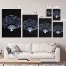 Cargar imagen en el visor de la galería, Folding Fan Wall Art, Chinese Art Print, White Fan, Black And White, Minimalist Print, Wall Decor, Canvas Print, Wall Art, Framed Canvas