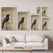 Load image into Gallery viewer, Black Bird Wall Art, Crow Wall Decor, Animal Wall Art, Nature Print, Modern Print, Wall Decor, Canvas Print, Wall Art, Framed Canvas