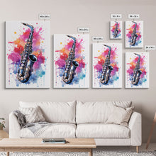 Load image into Gallery viewer, Alto Clarinet Wall Art, Musician Gift, Framed Canvas Print, Clarinet Print, Musical Instrument Art, Gift For Musician, Graffiti Music Art