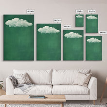 Load image into Gallery viewer, Emerald Green Rain Cloud Wall Art, Framed Canvas Or Poster Print, Abstract Art Print, Minimalist Wall Decor, Maximalist Decor, Dark Green