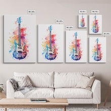 Load image into Gallery viewer, Electric Guitar Wall Art, Rock N Roll Decor, Graffiti Art, Splatter Art, Musician Gift Custom Guitar Art