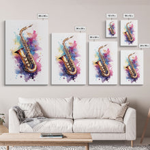 Load image into Gallery viewer, Bassett Horn Wall Art, Brass Instruments, Framed Canvas Print, Marching Band Gift, Musician Gift, Graduation Gift, Music Poster