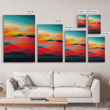 Load image into Gallery viewer, Art deco style clouds and sunset, midcentury modern art, canvas print, unique colorful wall art