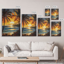 Load image into Gallery viewer, Beach Wall Print, Tropical Wall Art, Sunrise Wall Art, Canvas Print, Wall Art, Vertical Print, Entryway Prints, Dorm Room Art, Office Decor