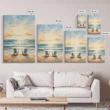 Carregar imagem no visualizador da galeria, Calming Wall Art, Beach Print, Sunset Art, Relaxing Wall Art, Canvas Print, Wall Art, Vertical Print, Beach Chair, Coastal Wall Decor