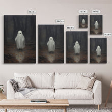 Carregar imagem no visualizador da galeria, Cute Lil Boo, Ghost Print, Halloween Canvas Art, Framed Canvas Print, Funny Halloween Decor, Ghost Art, Victorian Goth Art