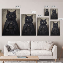 Load image into Gallery viewer, Cute Victorian Cat Portrait, Halloween Decor, Oil Painting Of A Gothic Victorian Cat, Halloween Wall Art, Framed Canvas Print