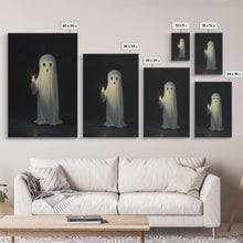 Load image into Gallery viewer, Ghost Holding A Candle Halloween Decor, Art Canvas Print, Spooky Ghost Wall Art, Fall Decor, Halloween wall decor, Funny Halloween Art