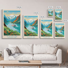 Load image into Gallery viewer, Glacier Bay National Park Travel Poster Art, Canvas Print Wall Art, Alaska Travel Art, Midcentury Modern Travel Decor, MCM Wall Art