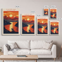 Load image into Gallery viewer, Glacier Bay National Park Travel Poster Art, Canvas Print Wall Art, Alaska Travel Art, Midcentury Modern Travel Decor, MCM Wall Art