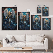 Load image into Gallery viewer, Angel, Angel Warrior, Fantasy Art, Canvas Print, Wall Hanging, Portrait Art, Stained Glass Art, Christian Wall Decor, Country Wall Art