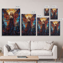 Load image into Gallery viewer, Angel, Fantasy Art, Angel Wings, Canvas Print, Wall Hanging, Portrait Art, Stained Glass Art, Housewarming Gift, Bedroom Teen Girl Art