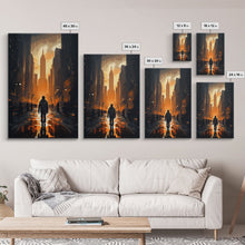 Load image into Gallery viewer, Dystopian Art, City, Urban Art, Cityscape Art, Canvas Print, Wall Hanging, Portrait Art, Gift For Coworker, Video Game Art, Tiny House Decor
