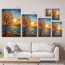 Carregar imagem no visualizador da galeria, Abstract Art, Tree Wall Art, Ocean Wall Art, Sunset, Canvas Print, Wall Hanging, Portrait Art, Nature Print, Office Decor, Entryway Prints