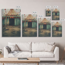 Carregar imagem no visualizador da galeria, Carnival Art, Circus Tent, Minimalist Art, Canvas Print, Wall Hanging, Portrait Art, Creepy Wall Decor, Spooky Art Print, Modern Prints
