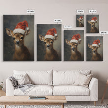Carregar imagem no visualizador da galeria, Cute Christmas Deer - Farmhouse Christmas Decor - Fawn Dressed For Christmas - Xmas Decor - Christmas Wall Art- Holiday Decorations