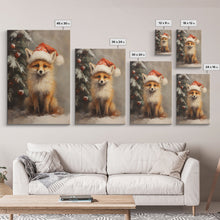Carregar imagem no visualizador da galeria, Cute Christmas Red Fox - Farmhouse Christmas Decor - Fawn Dressed For Christmas - Xmas Decor - Christmas Wall Art- Holiday Decorations