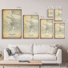 Load image into Gallery viewer, Portland Oregon Street Map, Framed Canvas Art, Oregon United States Road Map Wall Art, Office Wall Art, Portland Wall Decor for Office