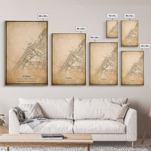 Load image into Gallery viewer, Dubai UAE map print poster or framed canvas, Dubai map print poster canvas, Dubai city map print poster canvas, Vintage Travel Art
