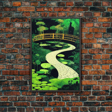 Load image into Gallery viewer, Emerald green Japanese zen garden art, framed canvas print, abstract art