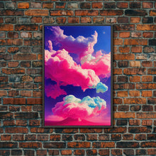 Carregar imagem no visualizador da galeria, Bubble Gum Clouds, Trippy Psychedelic Surrealist Cloud Art, Framed Canvas Print, Ready To Hang Framed Wall Art