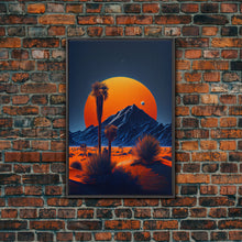 Carregar imagem no visualizador da galeria, Fiery Orange Sunset Cactus Desert Wall Art Canvas Print - Vibrant Colors of a Desert Oasis Artwork