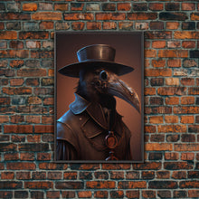 Load image into Gallery viewer, Crow wearing a plague doctor mask, poster art, cool spooky fine art poster print