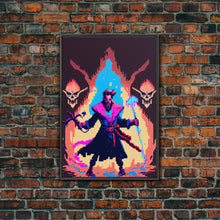 Carregar imagem no visualizador da galeria, Tabletop RPG pixel art, Human Necromancer Art, framed canvas print, framed game room decor