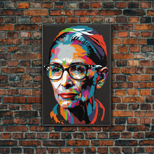 Load image into Gallery viewer, Notorious RBG, Ruth Bader Ginsburg Pop Art Portrait, Framed Canvas Print, Colorful Historic Figure Art