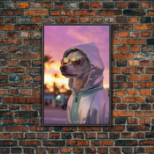 Cargar imagen en el visor de la galería, Chihuahua Wall Print, Dog Wall Art, Dog Sunglasses, Dog In Pink Hoodie, Funny Art, Framed Wall Art, Framed Canvas, Wall Print, Wall Canvas