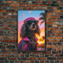 Load image into Gallery viewer, Dachshund Wall Print, Dog Wall Art, Dog Sunglasses, Dog In Pink Suit, Funny Art, Framed Wall Art, Framed Canvas, Wall Print, Wall Canvas