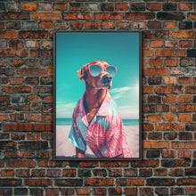 Cargar imagen en el visor de la galería, Chihuahua In Pink Shirt Sunglasses Wall Print, Beach Art, Dog Print, Dog Portrait, Framed Wall Art, Framed Canvas, Wall Print, Wall Canvas