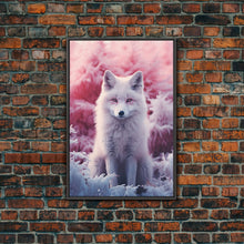 Load image into Gallery viewer, Arctic Fox Wall Print, Animal Art Print, Animal Portrait, Pink Art, Wildlife Art, Framed Wall Art, Framed Canvas, Wall Print, Wall Canvas