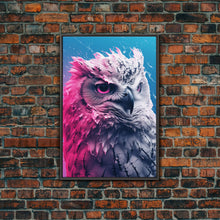 Load image into Gallery viewer, Bird Wall Print, Animal Art Print, Animal Portrait, Pink Art, Wildlife Art, Owl Art, Framed Wall Art, Framed Canvas, Wall Print, Wall Canvas