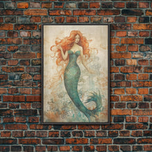 Load image into Gallery viewer, Coastal Mermaid Canvas Print Or Poster, Framed