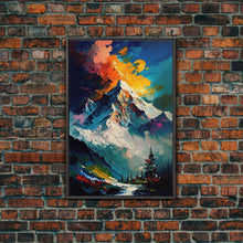 Load image into Gallery viewer, Annapurna III, Mountain Art, Rustic Mountain Landscape Wall Art, Framed Canvas Print, Abstract Oil Painting Print, Mountains of Nepal