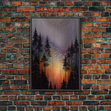 Carregar imagem no visualizador da galeria, Abstract Pine Canvas Print of Oil Painting, Large Original Textured Fall Pine Forest Painting Contemporary Living Room Wall Art Decor
