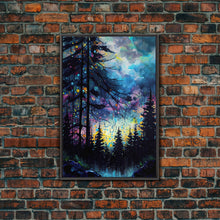 Carregar imagem no visualizador da galeria, Abstract Pine Canvas Print of Oil Painting, Large Original Textured Fall Pine Forest Painting Contemporary Living Room Wall Art Decor