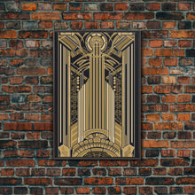 Load image into Gallery viewer, Art Deco Pattern Wall art - Framed Canvas Print - Art Deco - Gold & black art - Wonderful art - Lines art - Geometric art - Office wall art