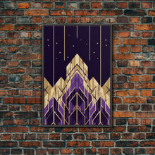 Load image into Gallery viewer, Art Deco Pattern Wall art, Framed Canvas Print, Art Deco, Gold & purple art, Canvas art, Abstract art, Office decor, Original painting