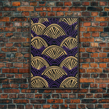 Load image into Gallery viewer, Art Deco Pattern Wall art - Framed Canvas Print - Art Deco - Original painting - Wall art - Office decor - Gold & purple art - Abstract art