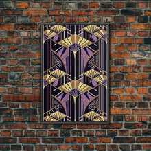 Load image into Gallery viewer, Art Deco Pattern Wall art - Framed Canvas Print - Art Deco - Stained glass art - Ornament art - Geometric art - Purple & gold art - Wall art